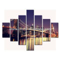 Schöne Stadt-Nachtansicht des Brooklyn-Brücken-Segeltuch-Druckens